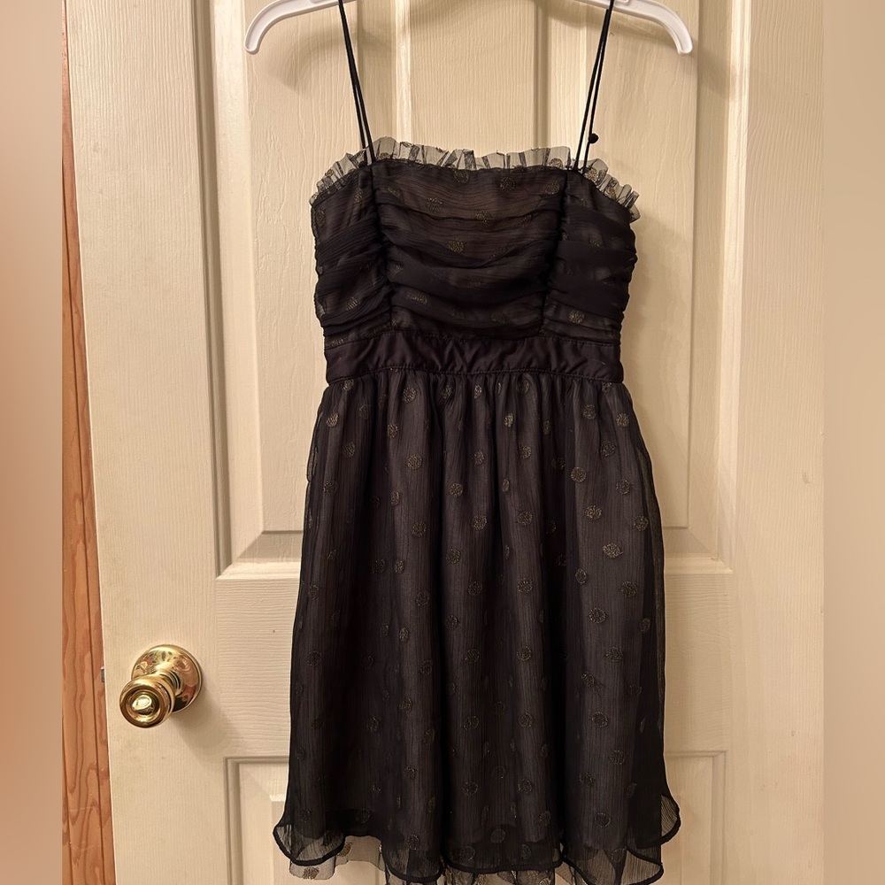 Girls XS Miley Cyrus black dress with gold polka dots